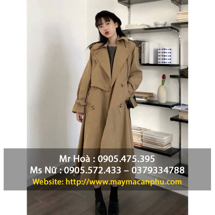 Áo khoác măng tô bằng chất liệu kaki vô cùng thời thượng.