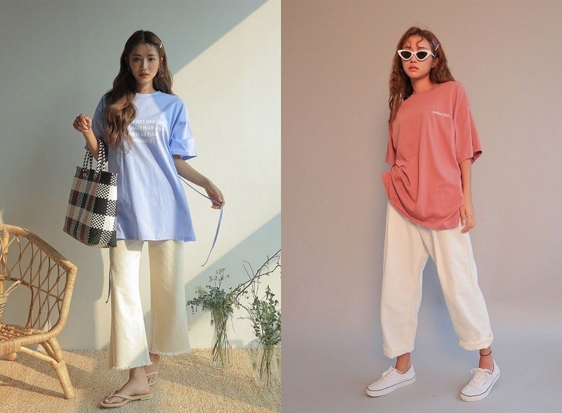 Học ngay cách phối đồ với áo thun form rộng nữ.