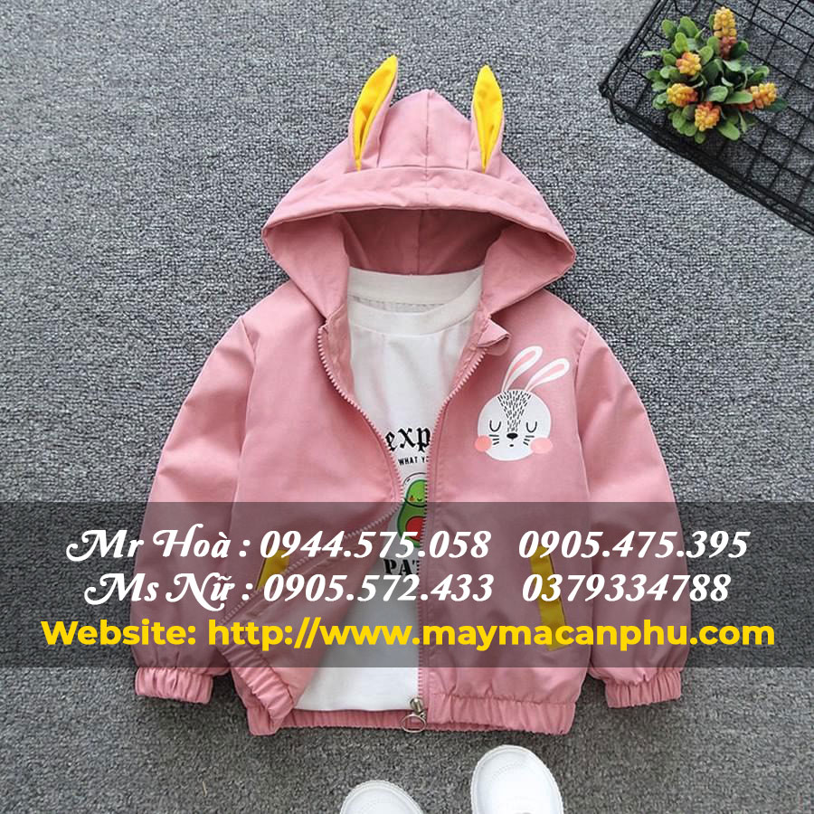 Mẫu áo khoác cho bé gái in hình ngộ nghĩnh