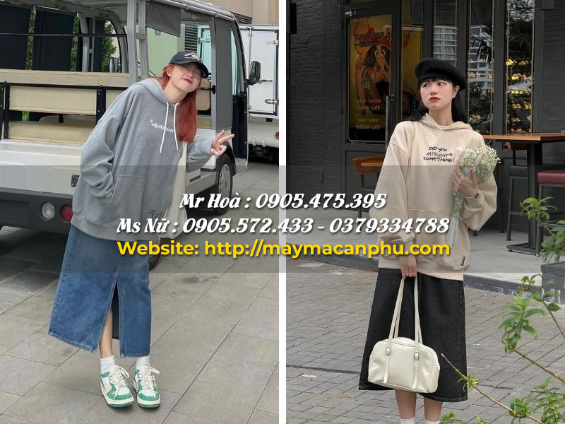 Phối áo hoodie với chân váy dài denim