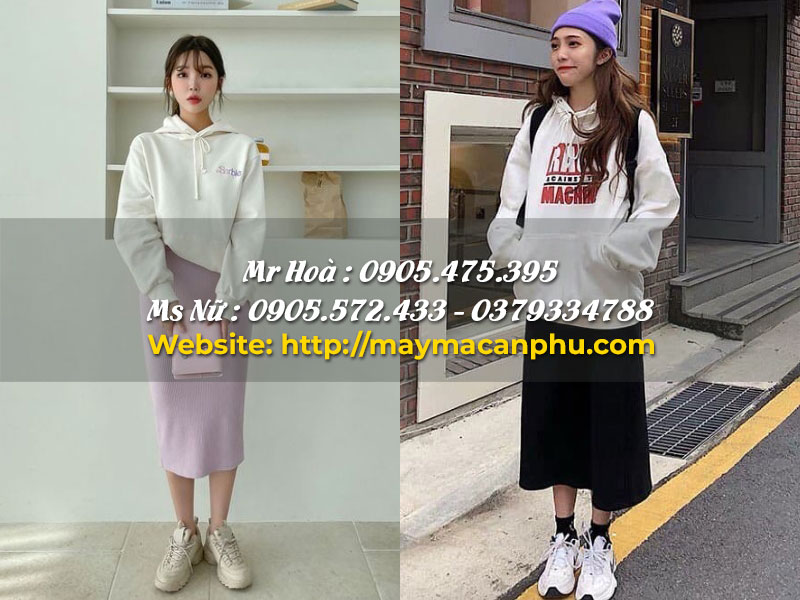Phối áo hoodie với chân váy dài 