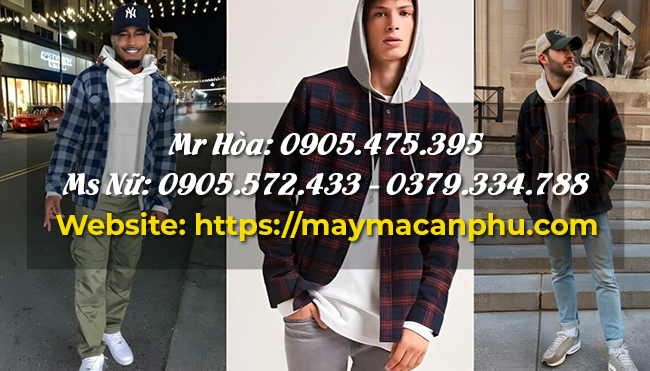 Hoodie nam phối với áo sơ mi