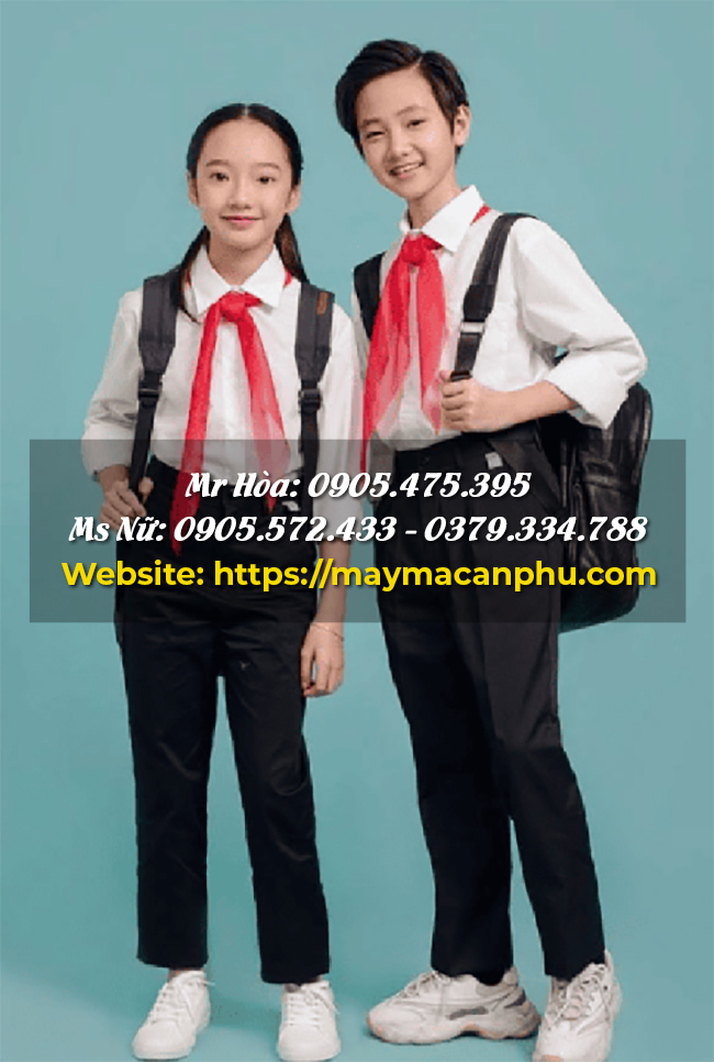 Mẫu đồng phục áo sơ mi trắng kết hợp quần tây màu xanh