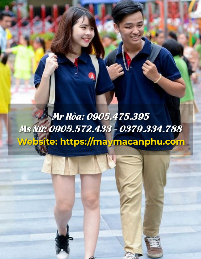 Mẫu đồng phục Polo kết hợp với chân váy ngắn và quần tây