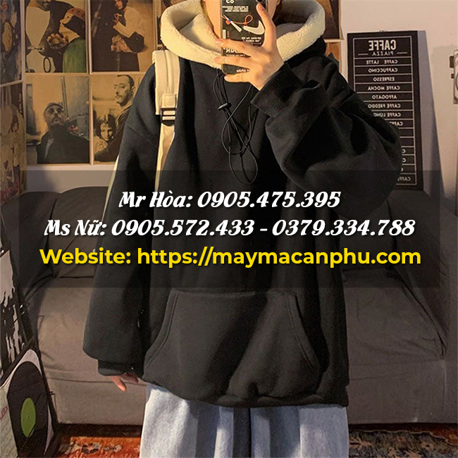 Áo hoodie dày dặn có lót lông
